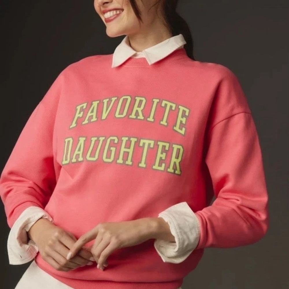 Pink 'Favorite Daughter' Sweatshirt With Neon Logo